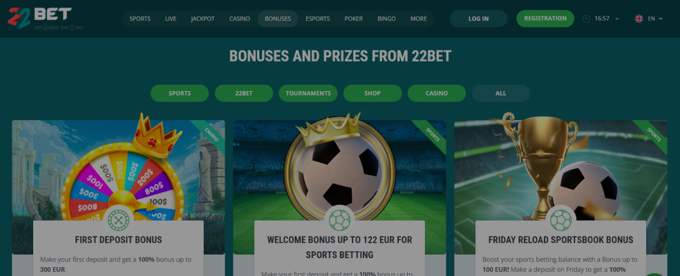 22Bet Bonificaciones